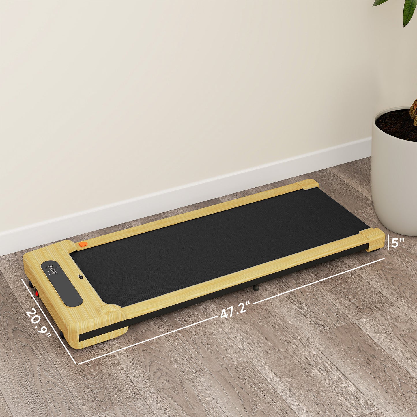 Under Desk Treadmill with Remote Control and LED Display - Natural Wood