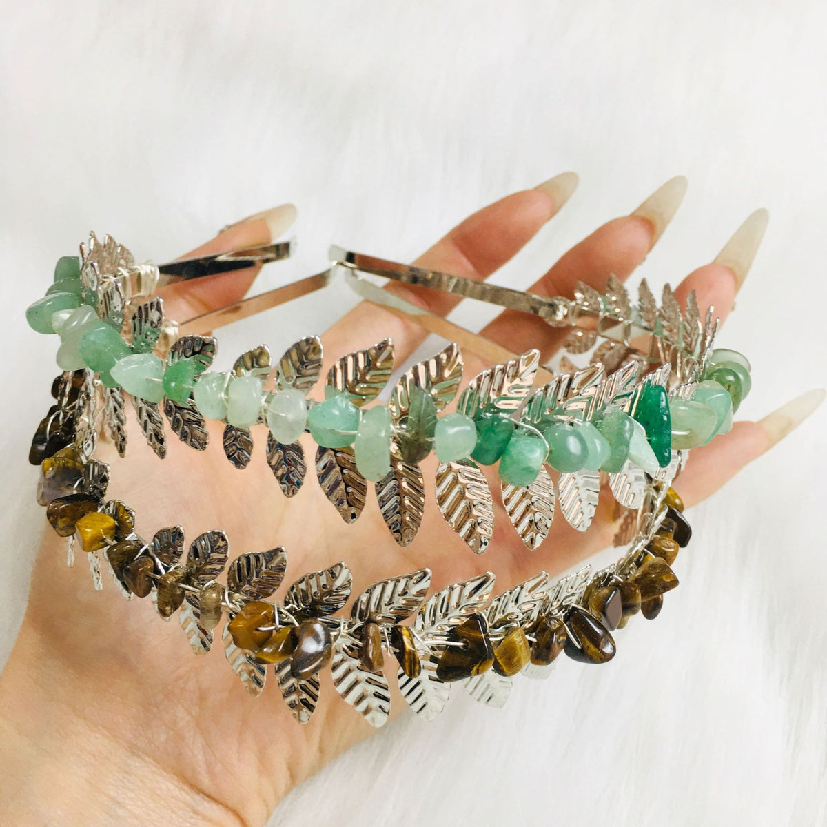 Natural Crystal Hairpin - Handmade Geometric Style