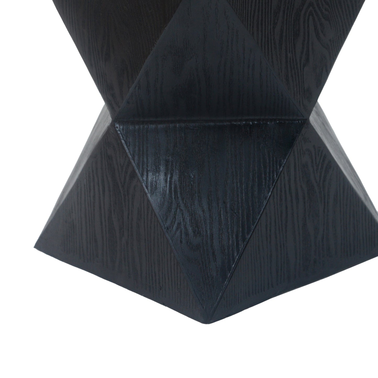 14.25 Black Prismatic Symmetry Concrete Side Table With Smooth Wood