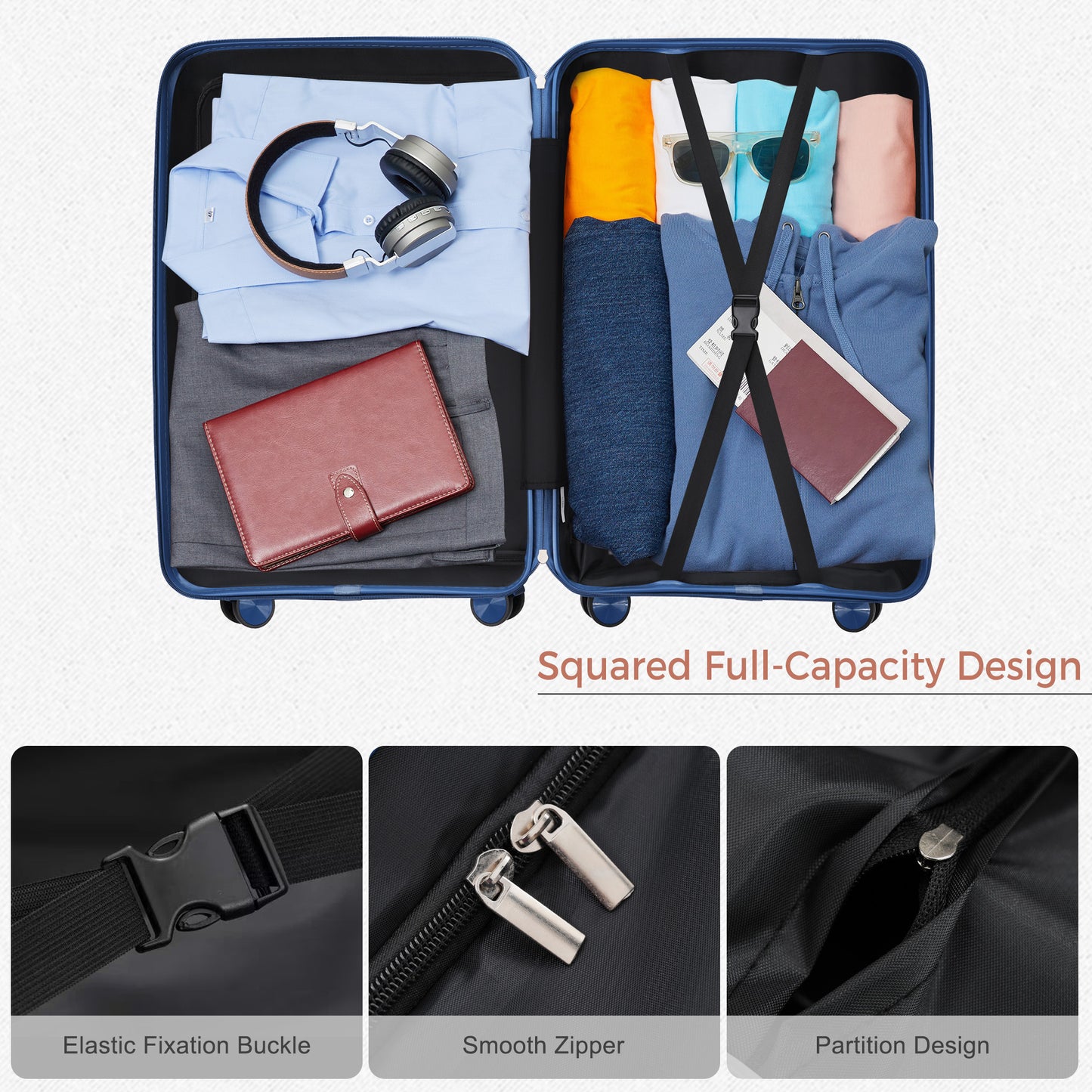 Premium 3-Piece Travel Luggage Set with TSA Locks - Blue