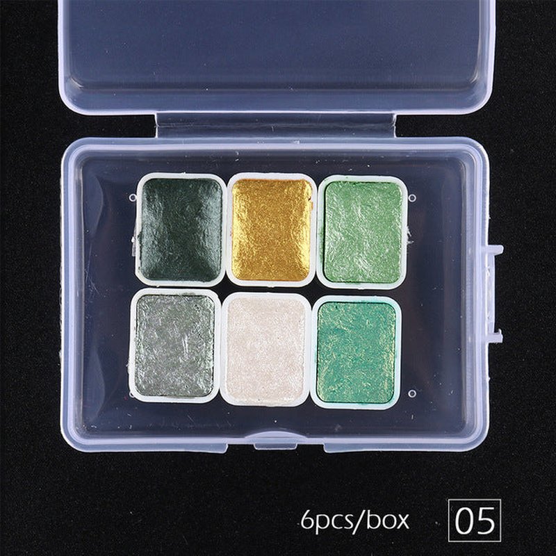 Metallic Pearlescent Nail Watercolor Pigment Set - 6 Shades