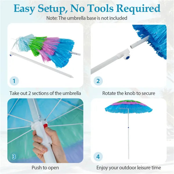 6 ft Tropical Tiki Patio Umbrella with Push Button Tilt