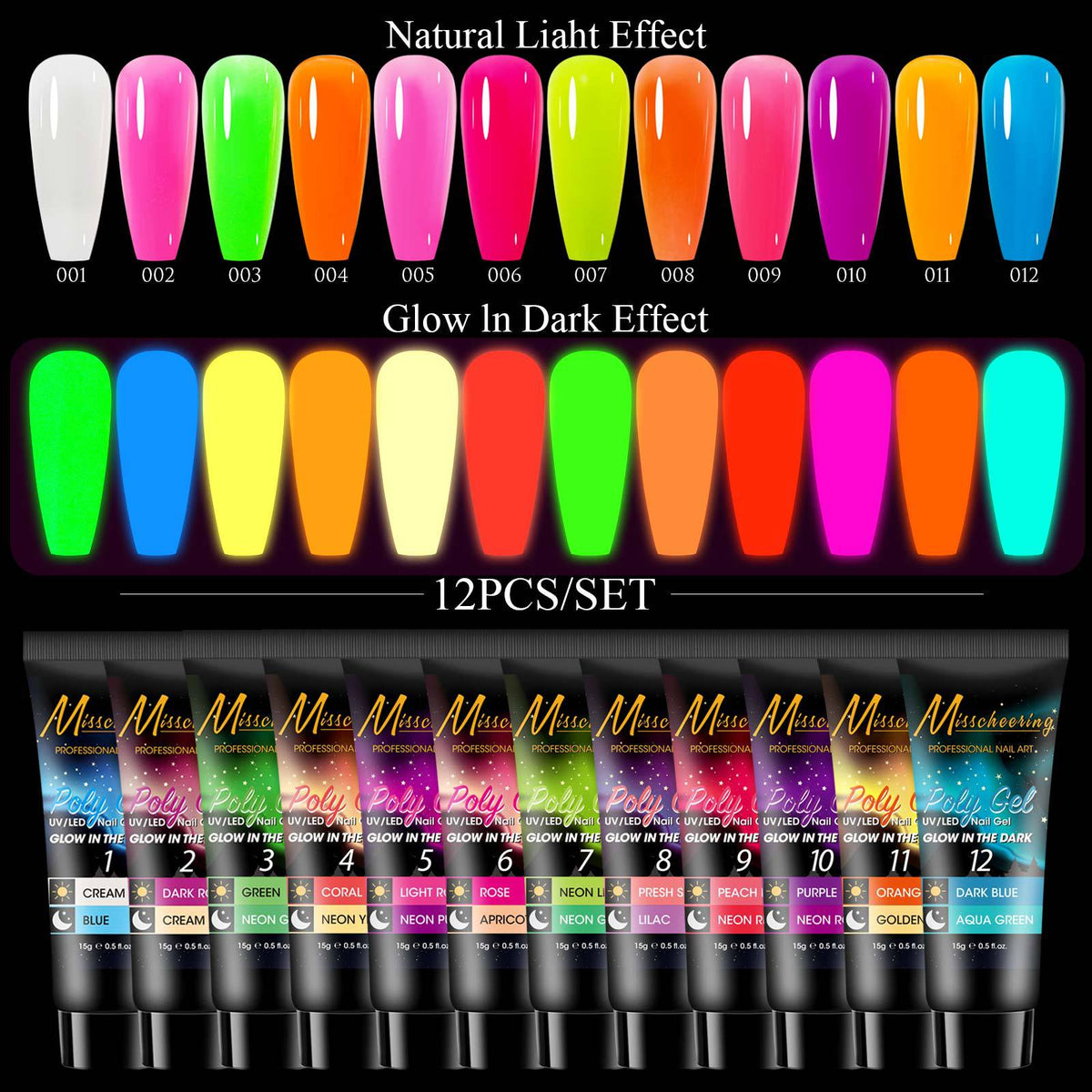 12-Color Sequin Nail Extension Kit - Nail Art & Gel Accessories