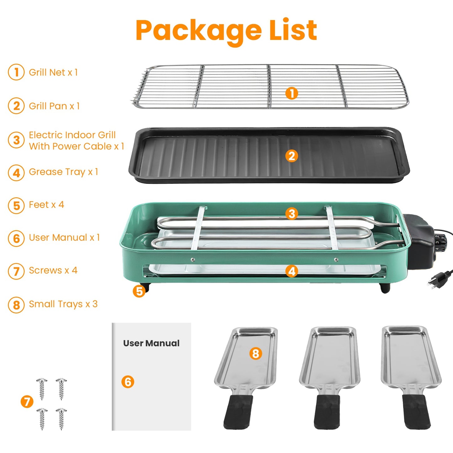 2000W Electric Indoor Grill - 2-in-1 BBQ & Baking Tray