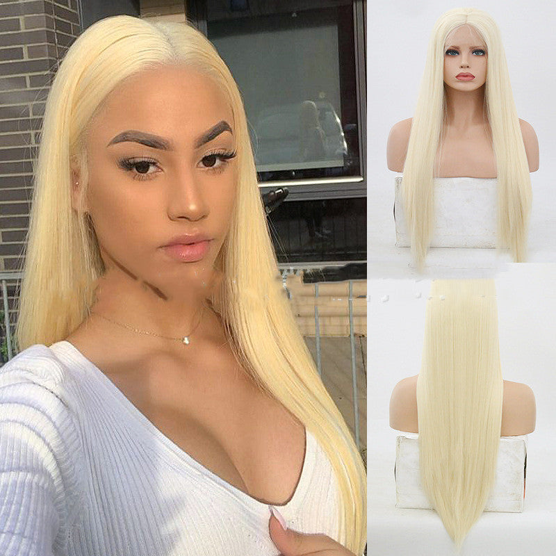 Women's Gold Front Lace Hook Wig - Long Straight Synthetic Hair