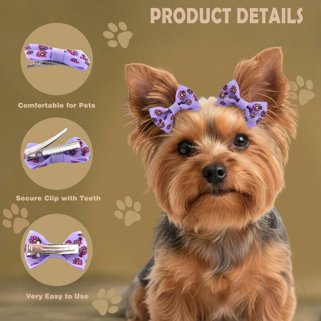 Dog Hair Bows for Small Puppies & Small Breeds - 60 Multicolor Clips
