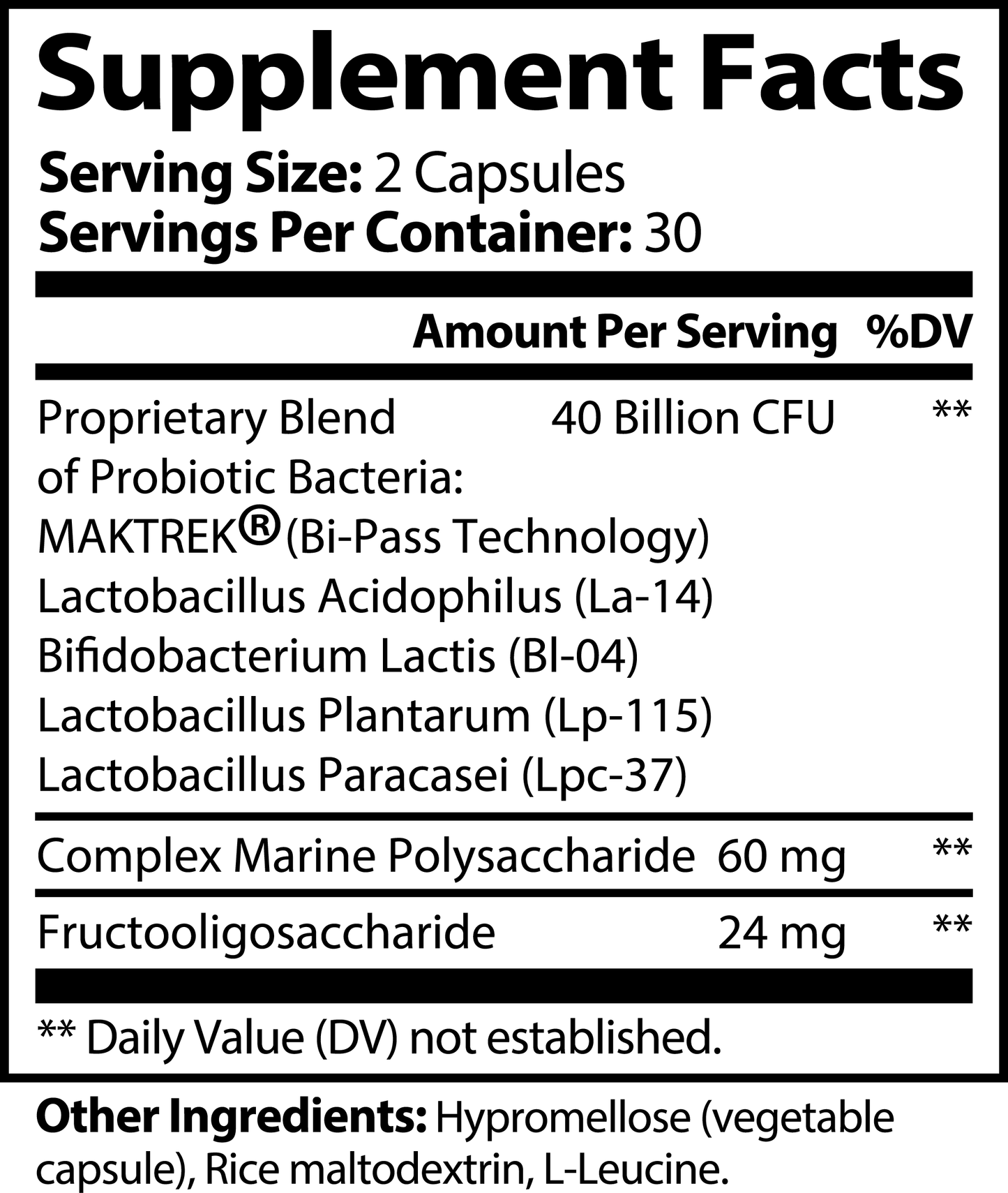 Probiotic 40 Billion CFU Supplement with Prebiotics for Digestive Health