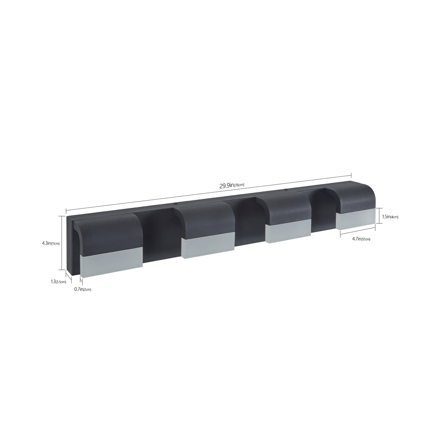 4-Light Modern Matte Black Bathroom Vanity Light Fixture