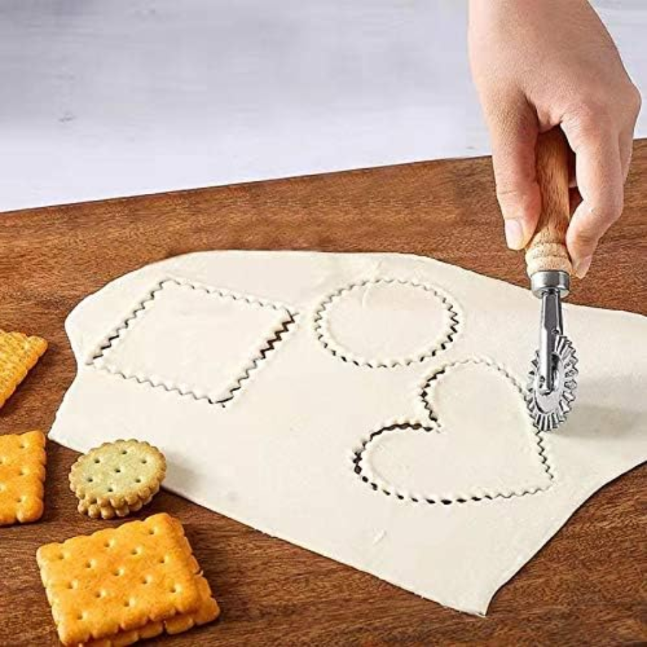 Pastry Wheel Cutter - Fluted Ravioli Crimper & Dough Tool