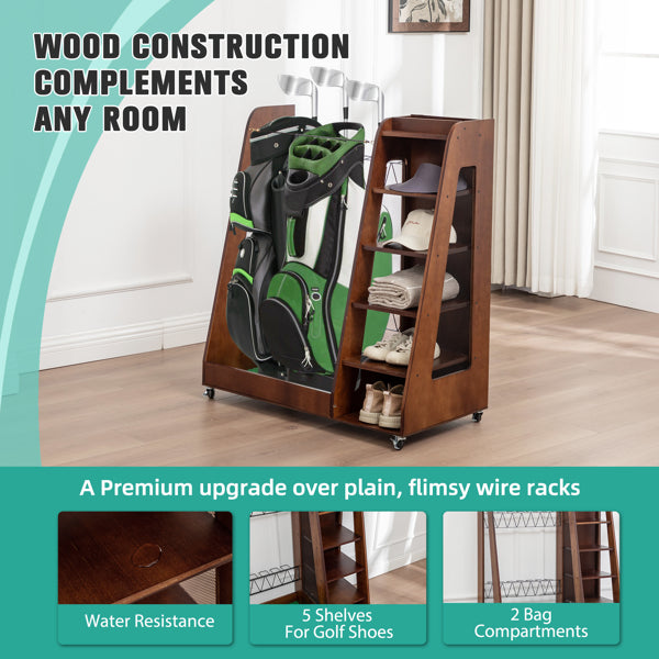 Brown Golf Bag Organizer - Durable Sports Accessory