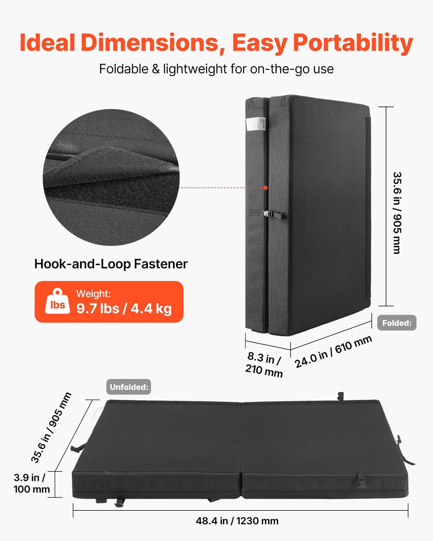 Climbing Crash Pad - Foldable Bouldering Mat with Adjustable Backpack Straps