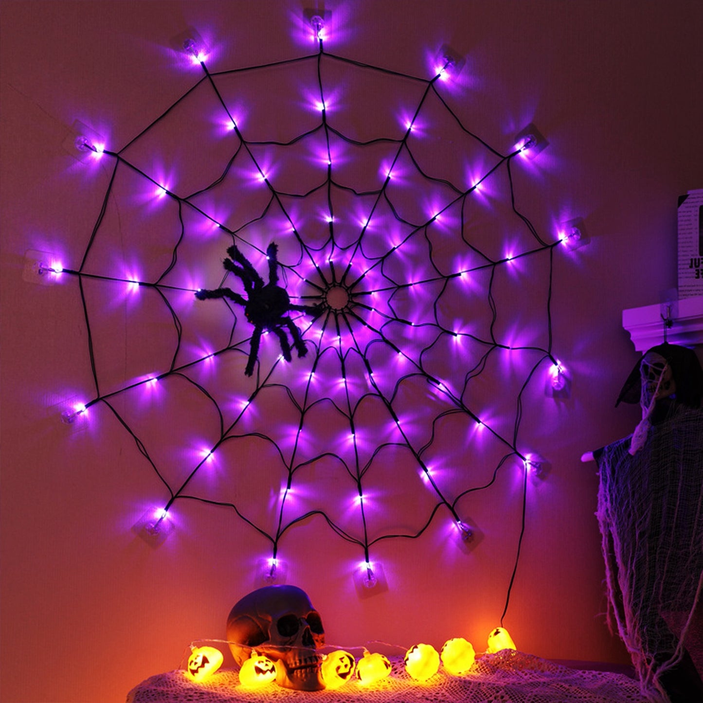 Halloween Spider Web Light with Remote Control - 70 LED, 8 Modes