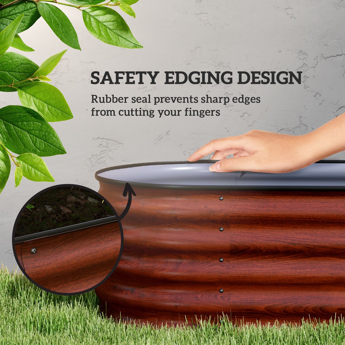 Galvanized Raised Garden Bed Kit - Weatherproof Metal Planter Box, Brown, 94.5"L x 23.5"W x 16.5"H
