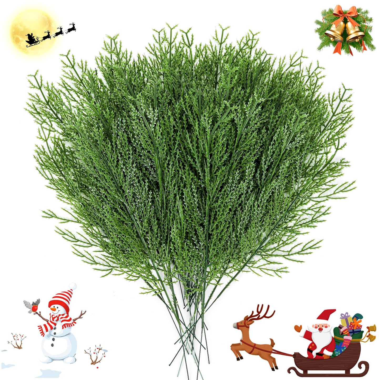 60 Pieces Artificial Pine Branches for Christmas Decoration