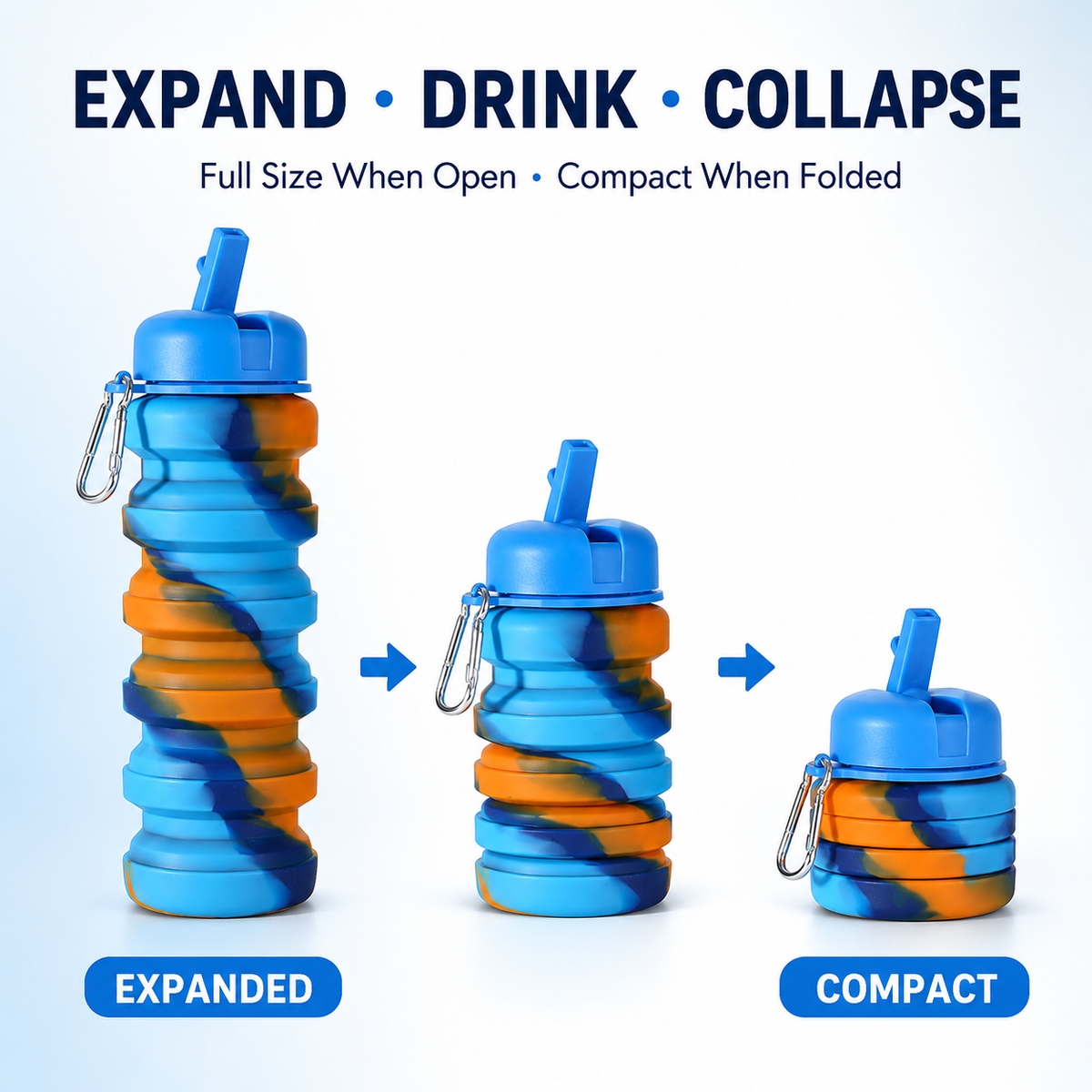 Collapsible Silicone Water Bottle for Outdoors and Sports - Portable & Reusable