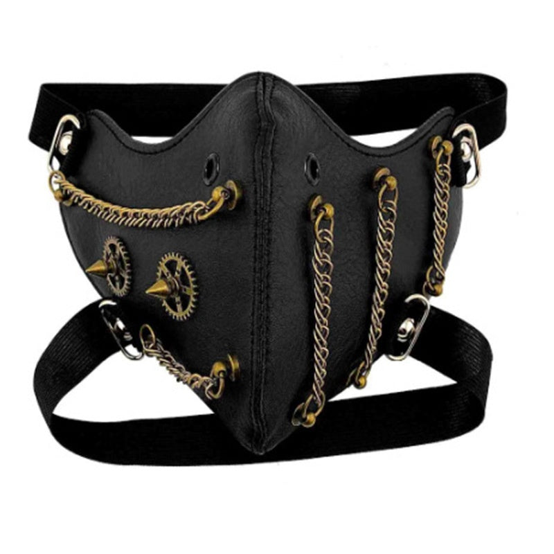 Horror Face Mask for Halloween Party - Steampunk Style Black Mask