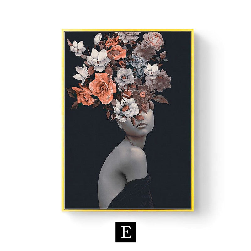 Abstract Floral Canvas Wall Art Poster for Living Room Decor