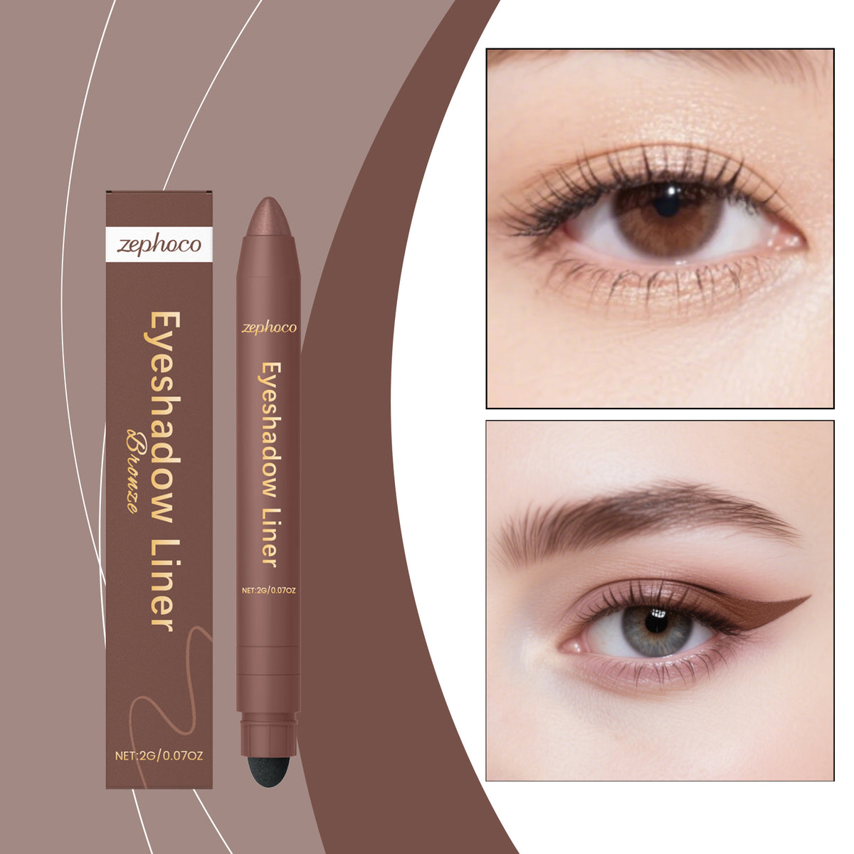 2-in-1 Eyeliner Pen Bronze for Precise Eye Makeup - 2g