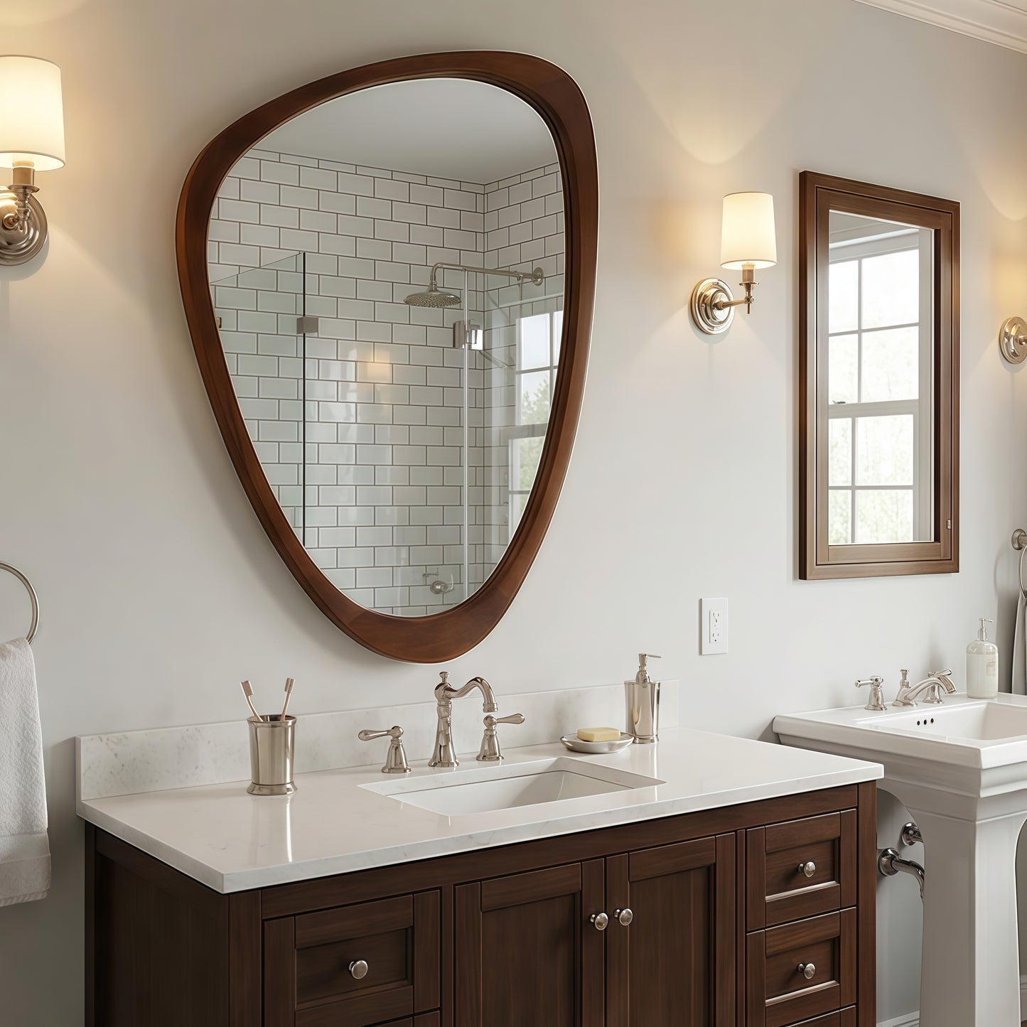 20x30 Irregular Solid Wood Frame Decorative Mirror - Black Walnut