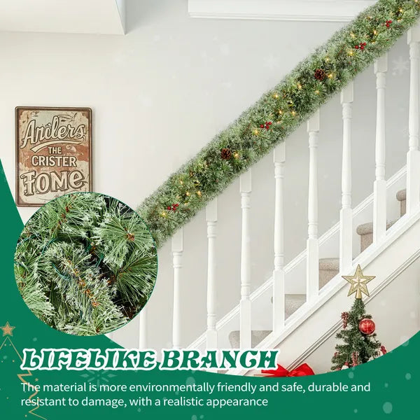 Pre-Lit Snow Flocked Christmas Garland - 2 Pack, 9FT with 200 Lights