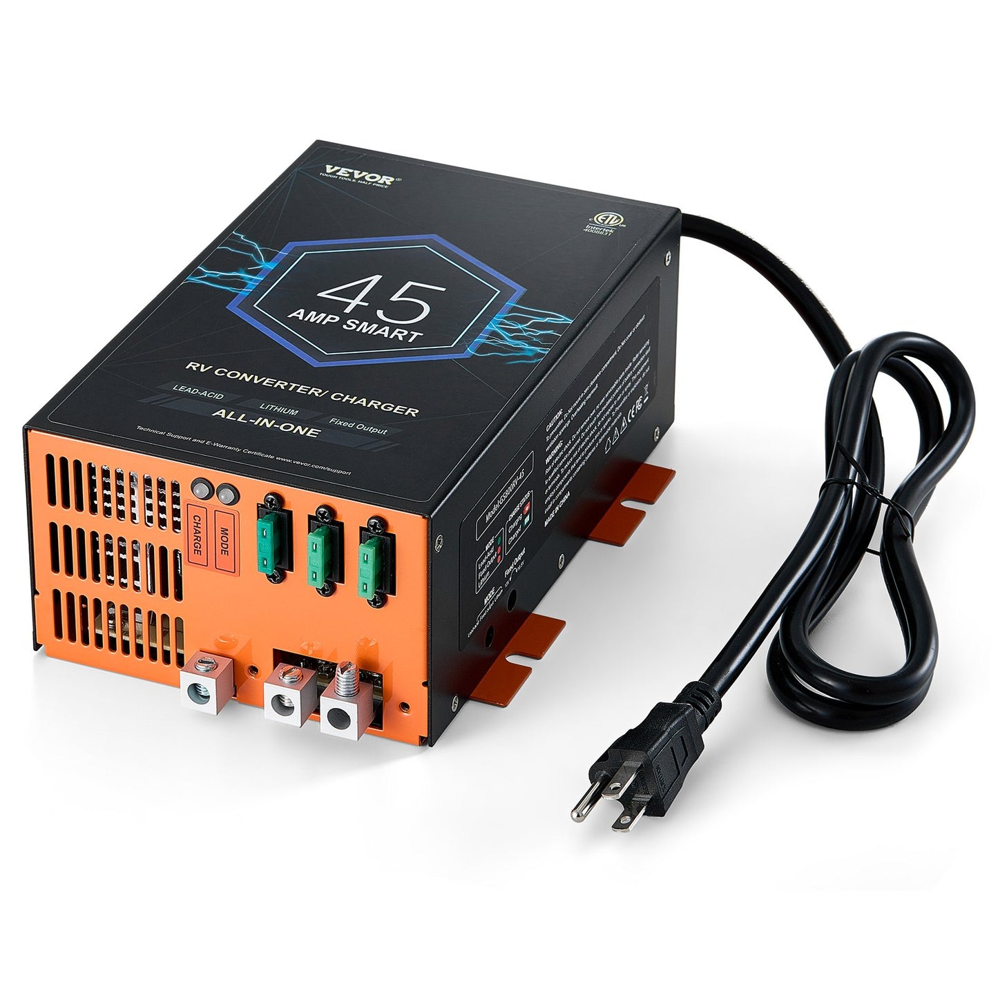 45A RV Power Converter 110V AC to 12V DC Battery Charger Black