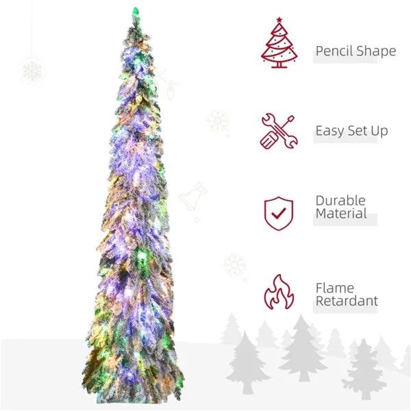 7 Ft Artificial Christmas Tree with LED Lights - Green