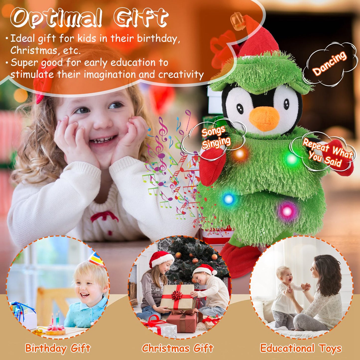 Interactive Dancing Plush Toy - Mimicking & Singing - Christmas Gift