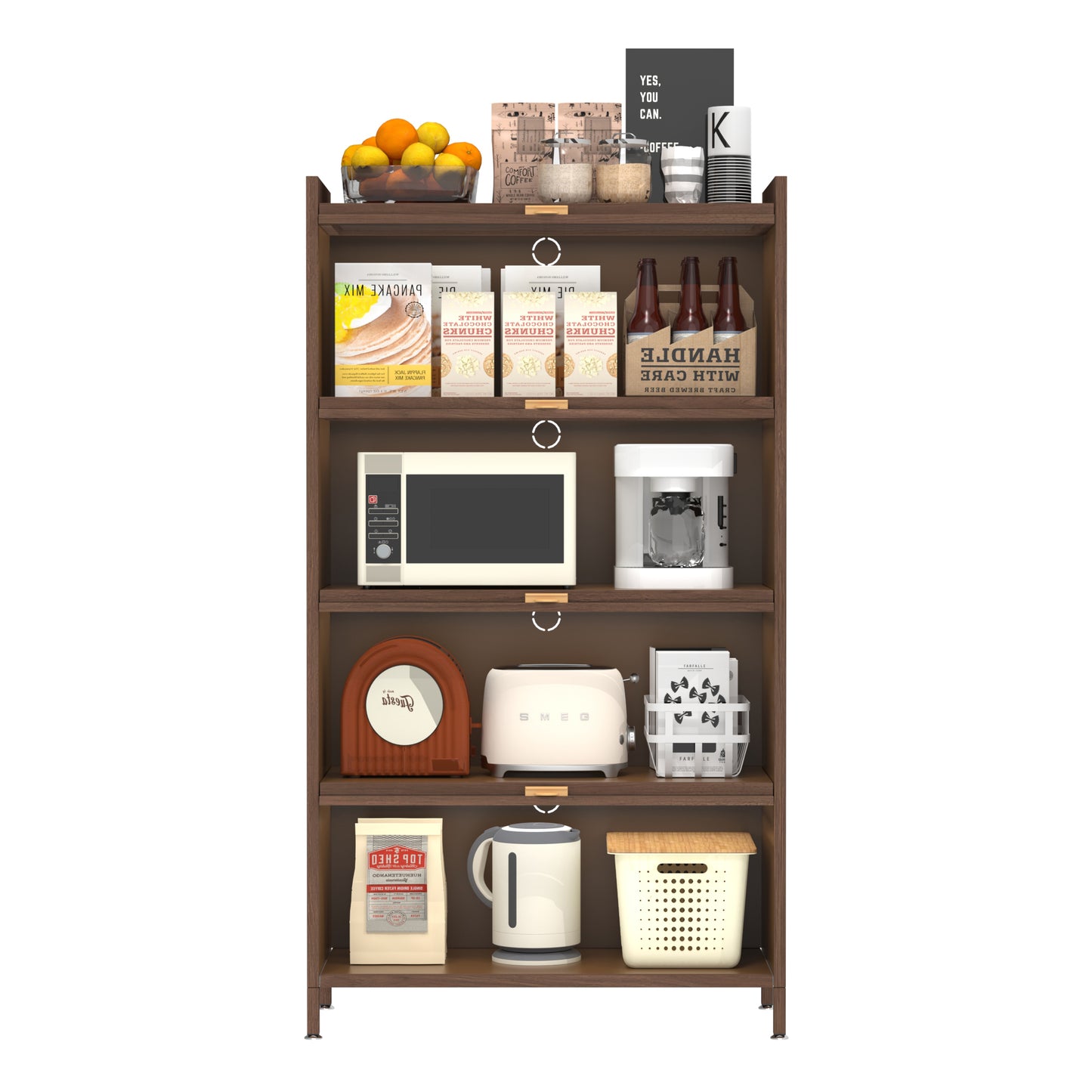 57'' Tall Metal 4-Door Storage Cabinet - Walnut