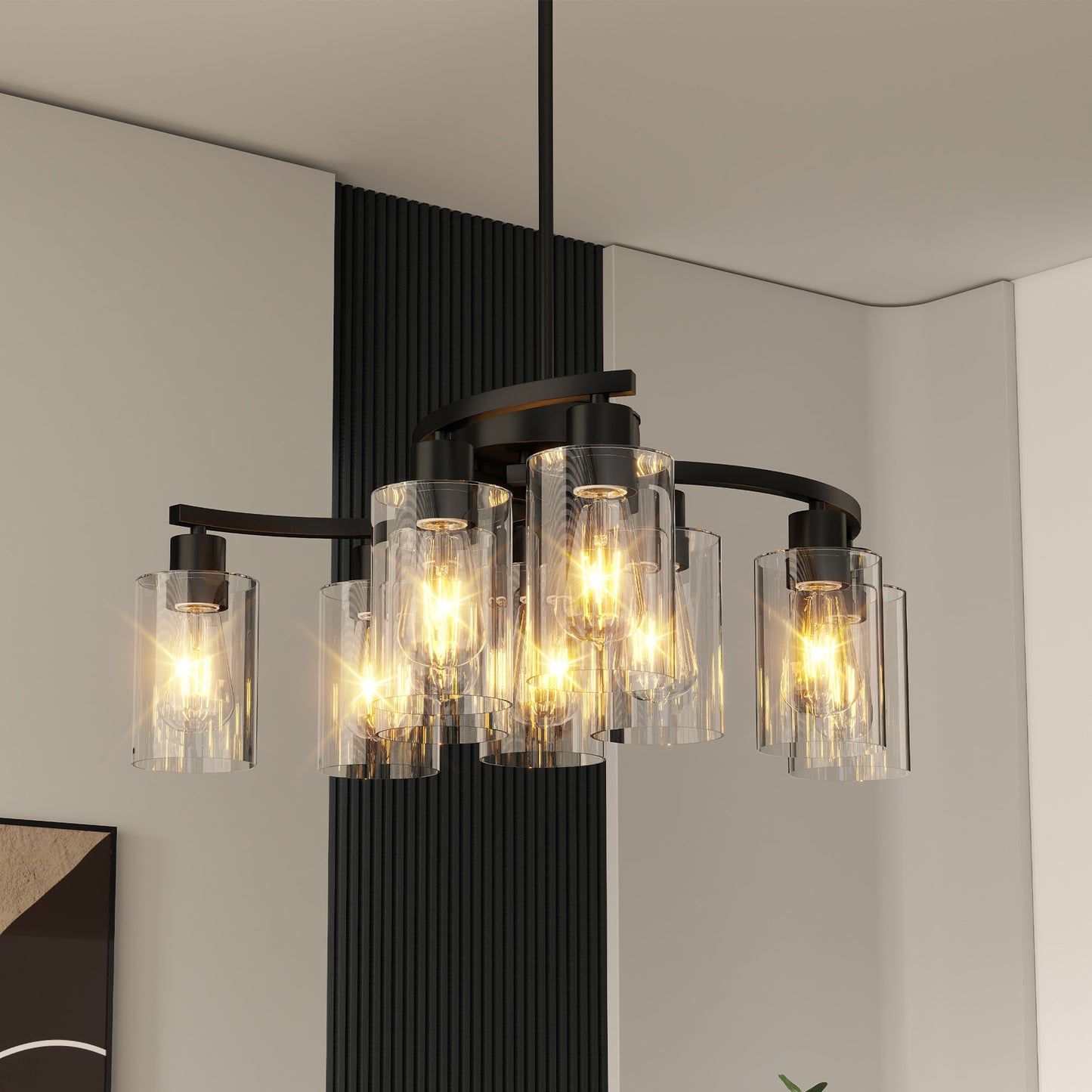 9-Light Black Modern Chandelier for Dining Room & Kitchen Island