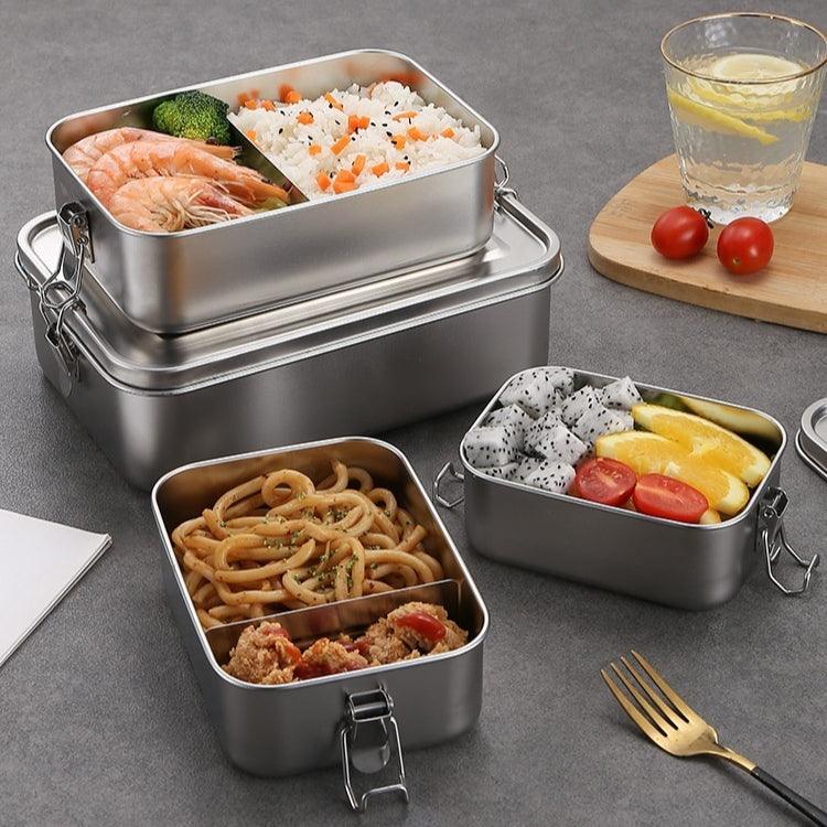 304 Stainless Steel Lunch Box Food Grade with Lid and Partition Options