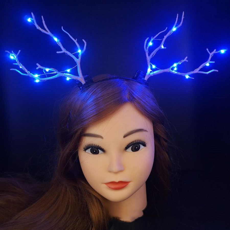 Luminous Deer Horn Hair Band Christmas Headwear - Handmade Holiday Hair Accessory