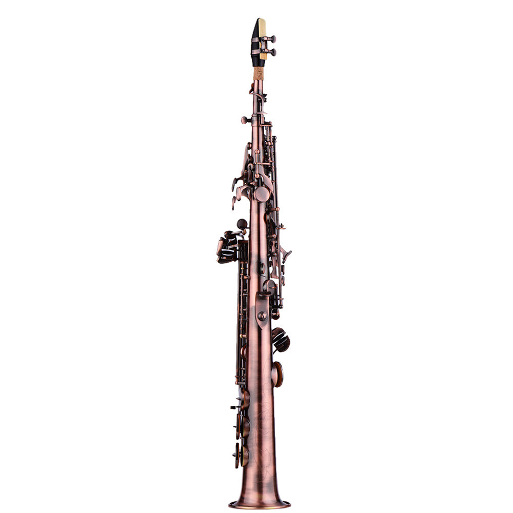 Bb Soprano Saxophone - Premium Brass with Antique Design, Red