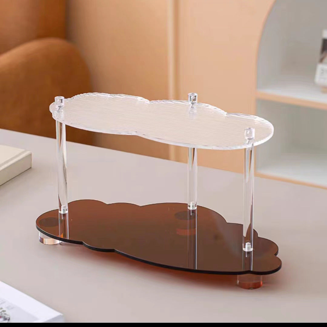 Wavy Acrylic Shelf with 3 Layers - Modern Dustproof Storage Rack for Living Room