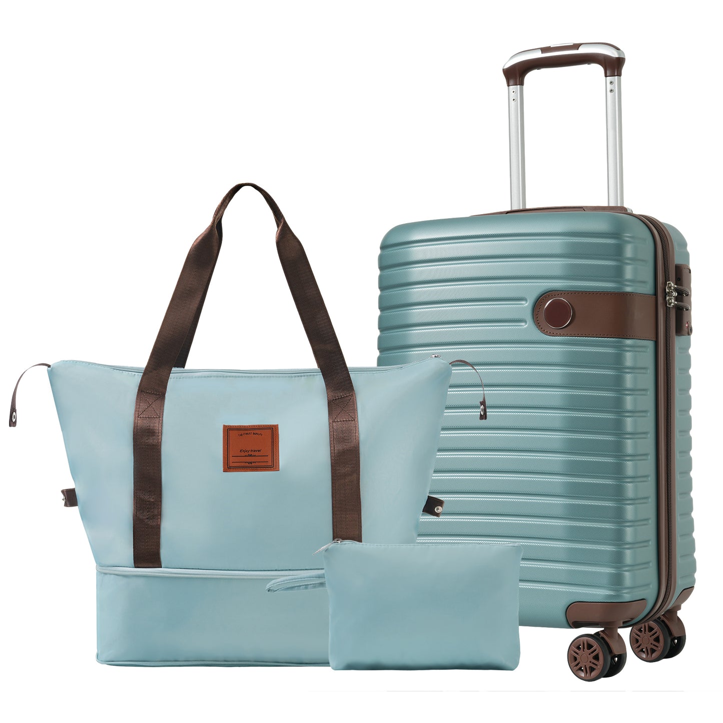 3-Piece Luggage Set - 20-Inch Carry-On Suitcase with Wheels - Blue