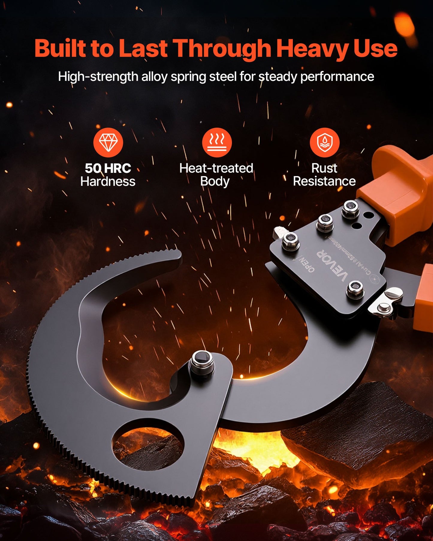 Heavy Duty Ratchet Cable Cutter for Copper & Aluminum Wires - Up to 800 MCM