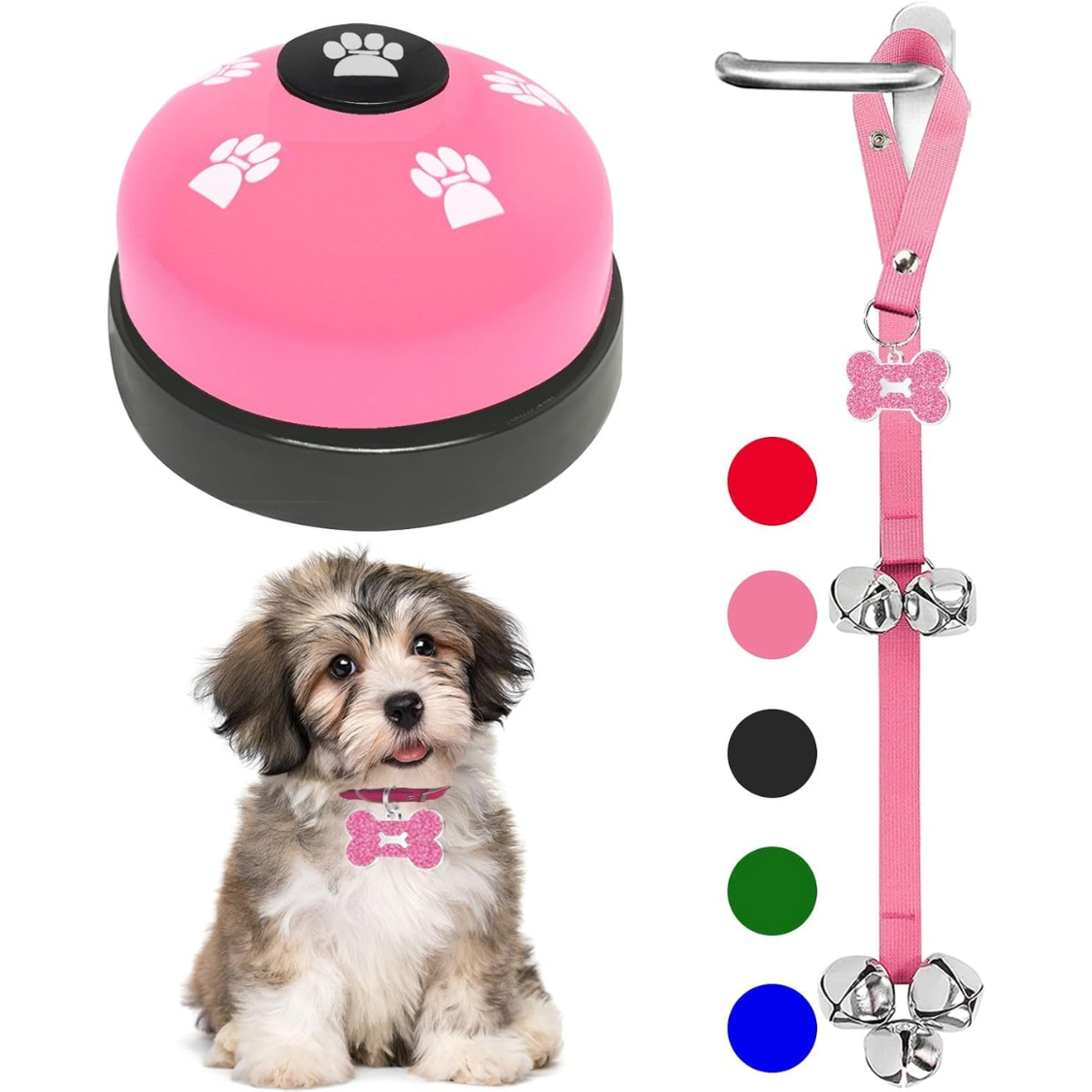 Dog Training Bell Set for Puppies - 2 Pack Paw Print Soundable Door Bells for Potty & Obedience