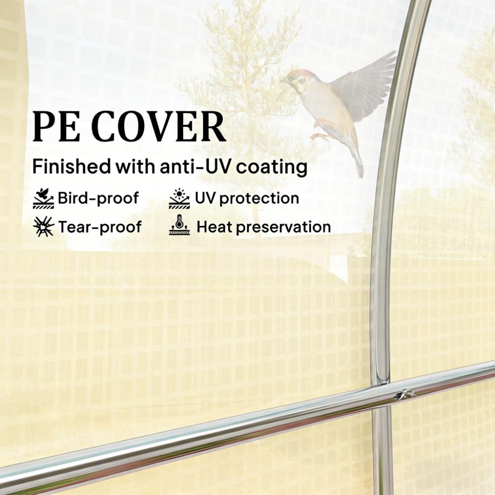 Walk-In Tunnel Greenhouse - Silver & White PE Cover