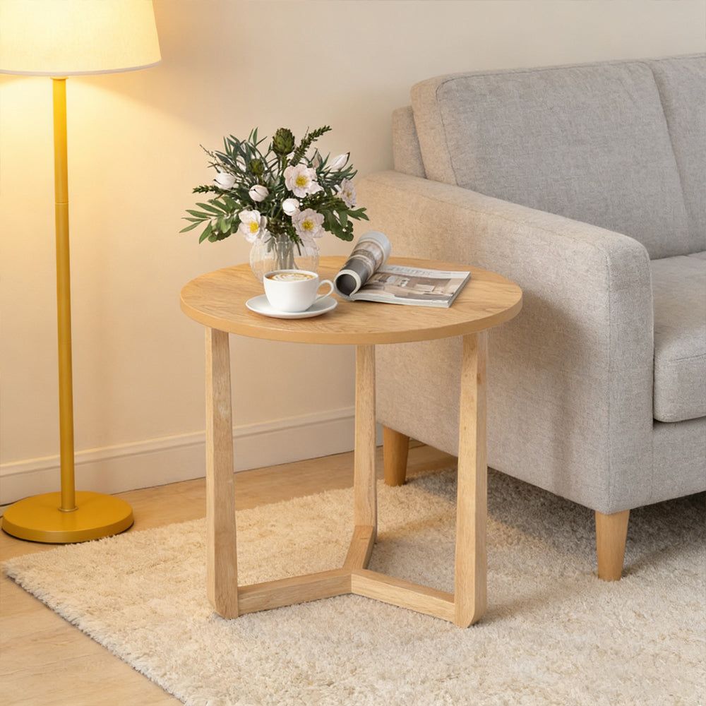 22.5 Inch Round Farmhouse Side Table with Sturdy Wood Legs