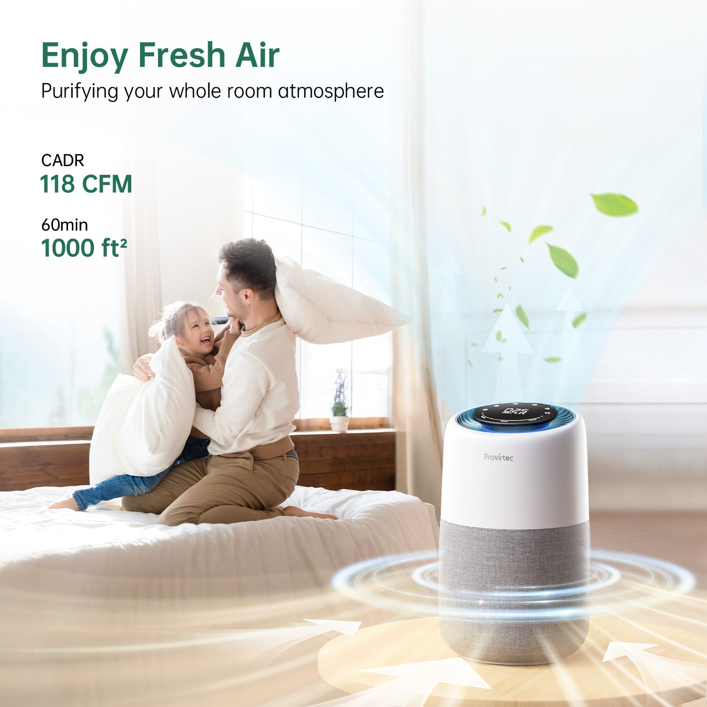 Home Air Purifier for Allergies Pets Smoke Odors 856 sq.ft. White