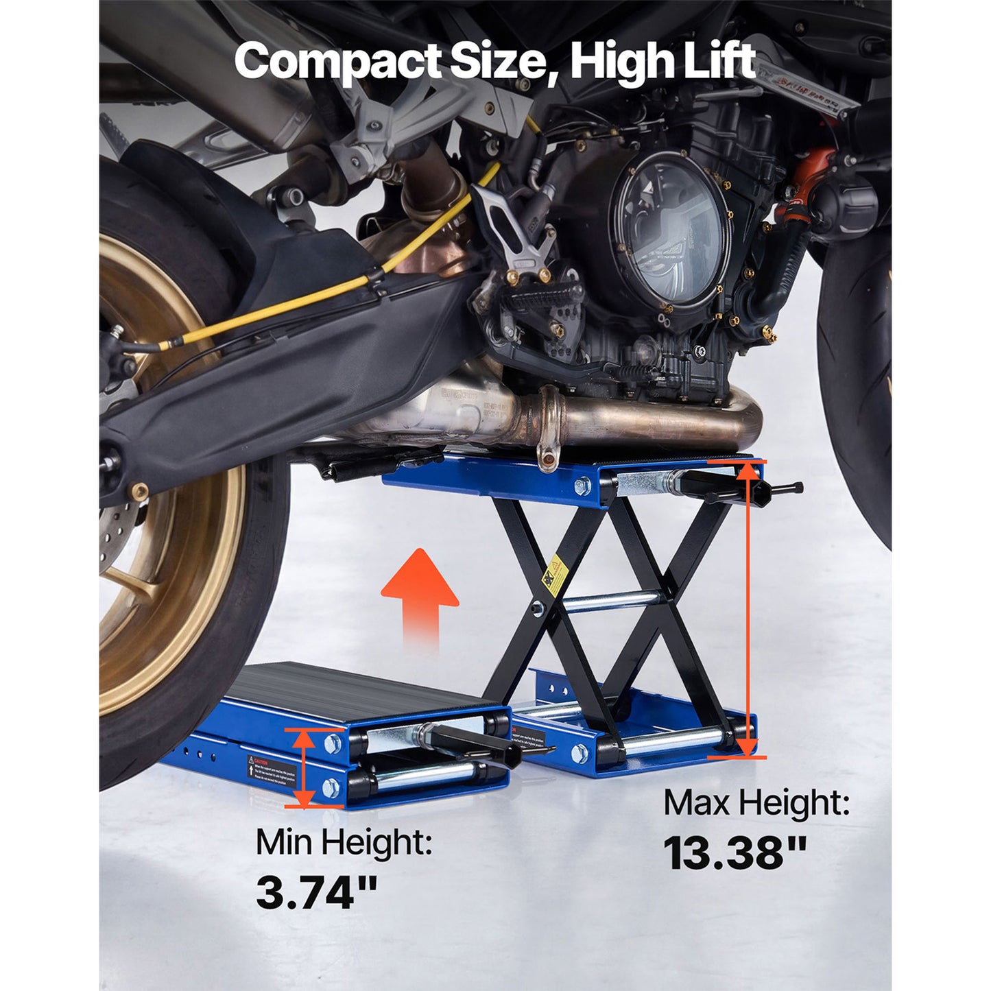 Motorcycle Lift 1100 Lb Steel Scissor Jack with Wide Deck & Lock Pin