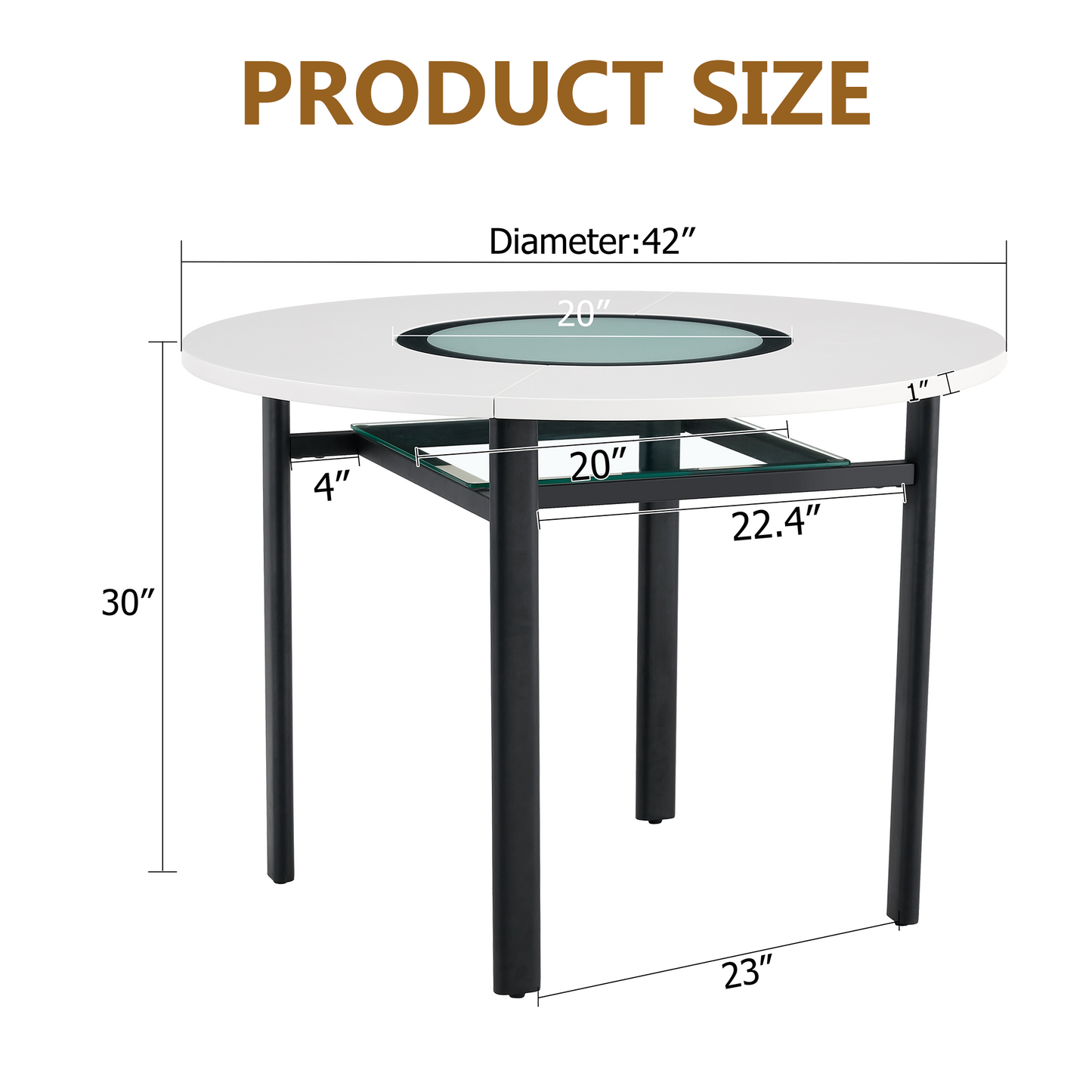 42 Inch Modern Minimalist White Desktop Round Dining Table Suitable