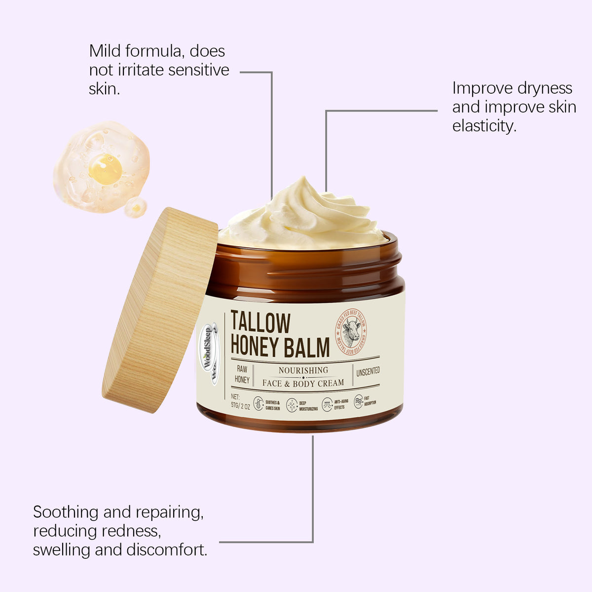 Tallow Honey Skin Repair Moisturizing Cream Relieve Dryness Nourish