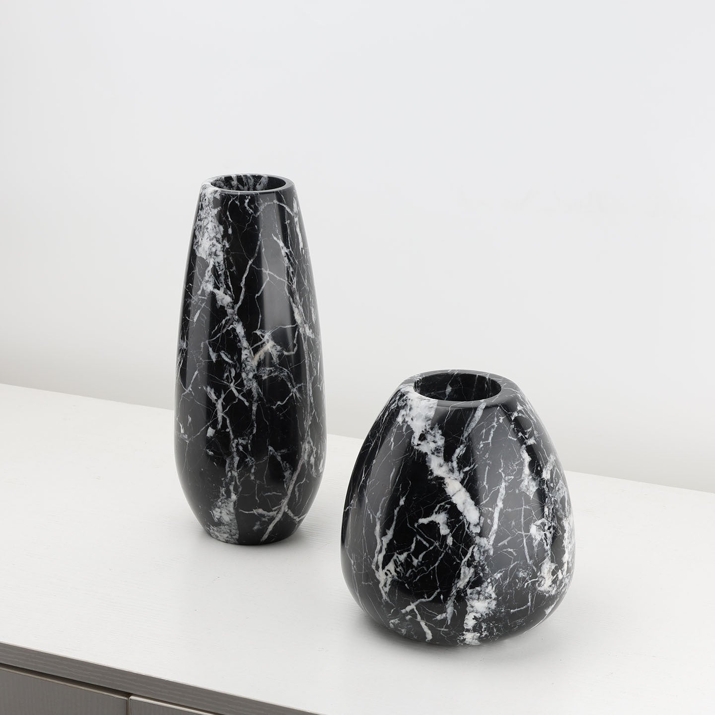 Nordic Round Natural Marble Vase - Home Decor, Modern Stone Ornament