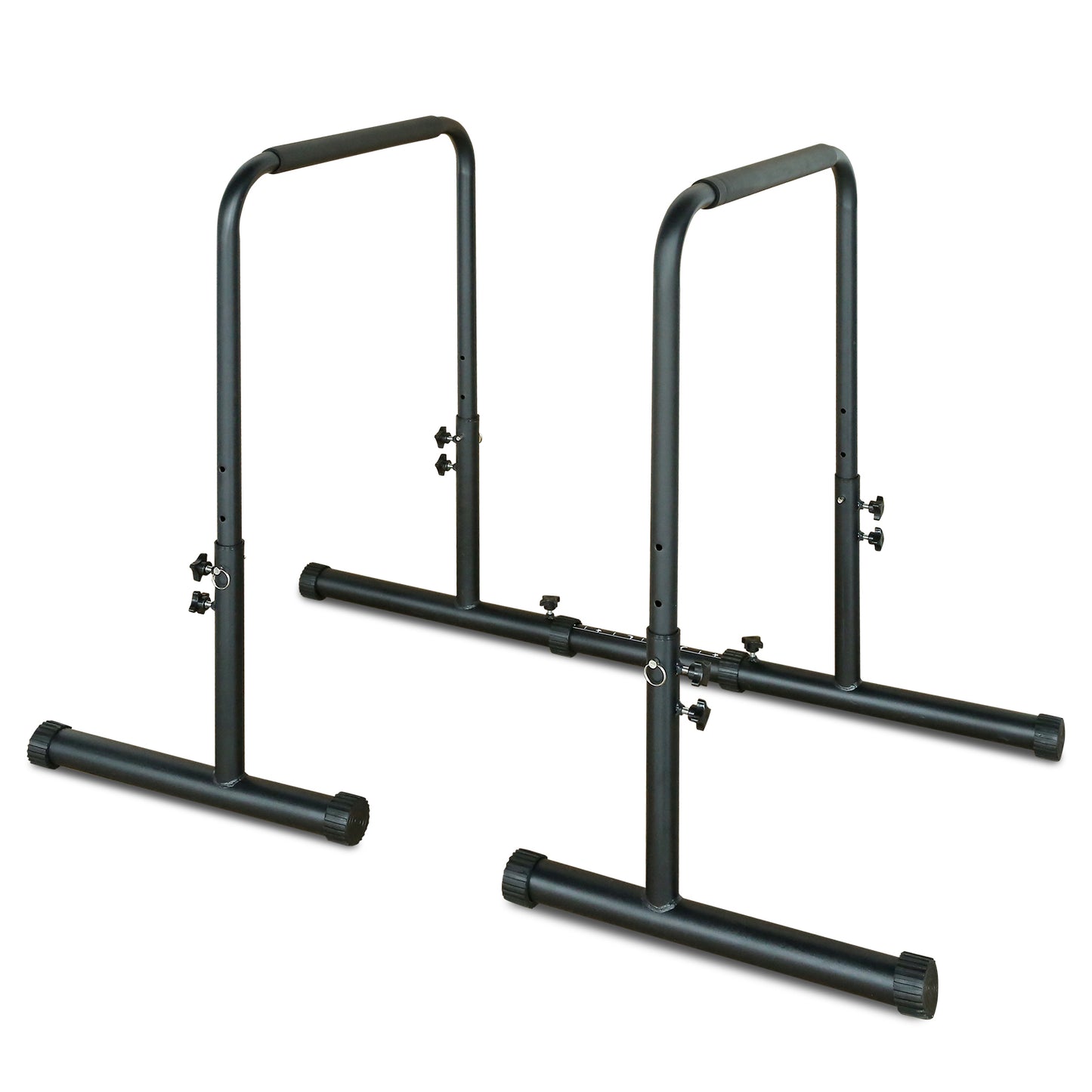 Adjustable Power Tower Dip Station with Pull Up Bar - Black