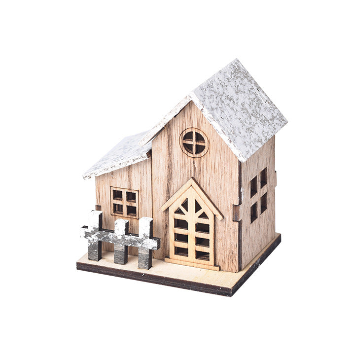 LED Luminous Wooden Christmas House - Holiday Decor, Festive Light