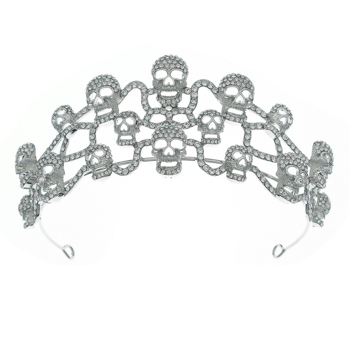 Crystal Skull Crown Headband - Silver