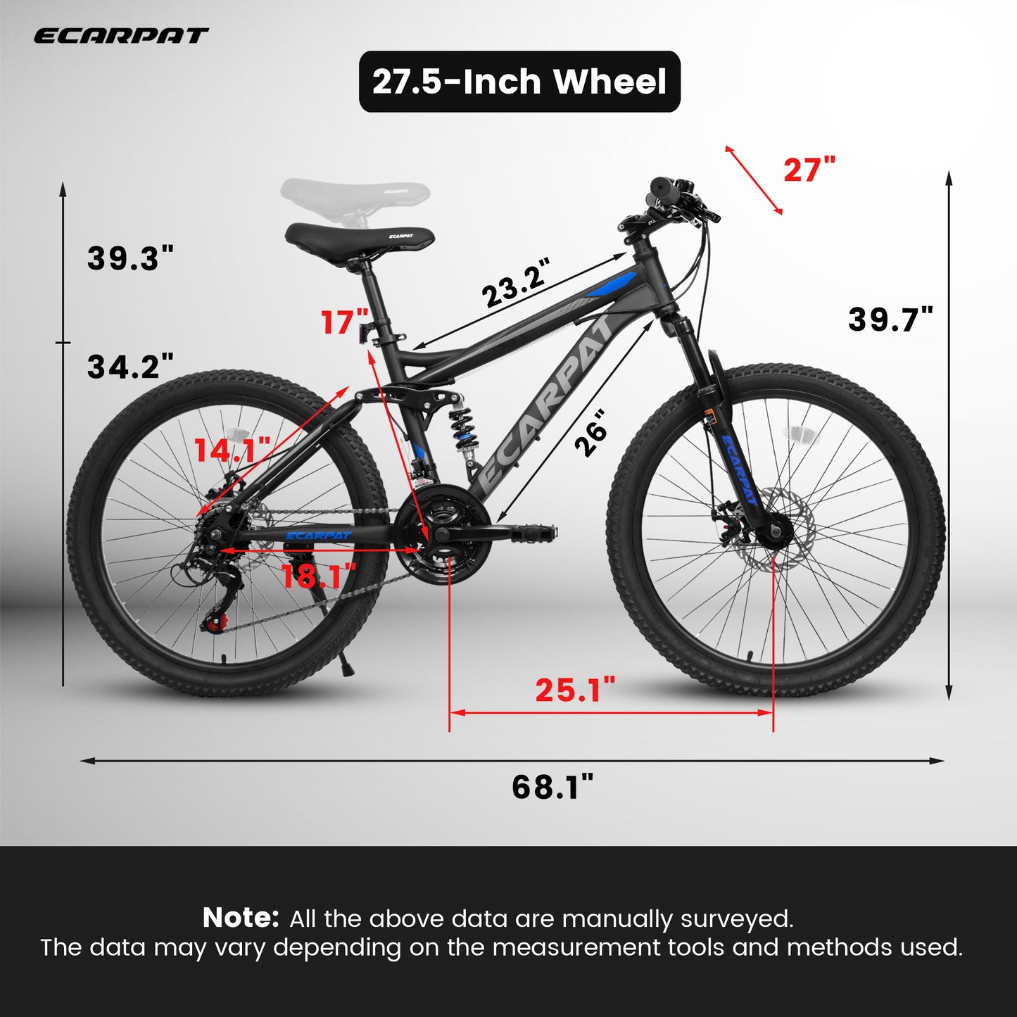 27.5 Inch Full Suspension Mountain Bike - Dual Shock Absorbers