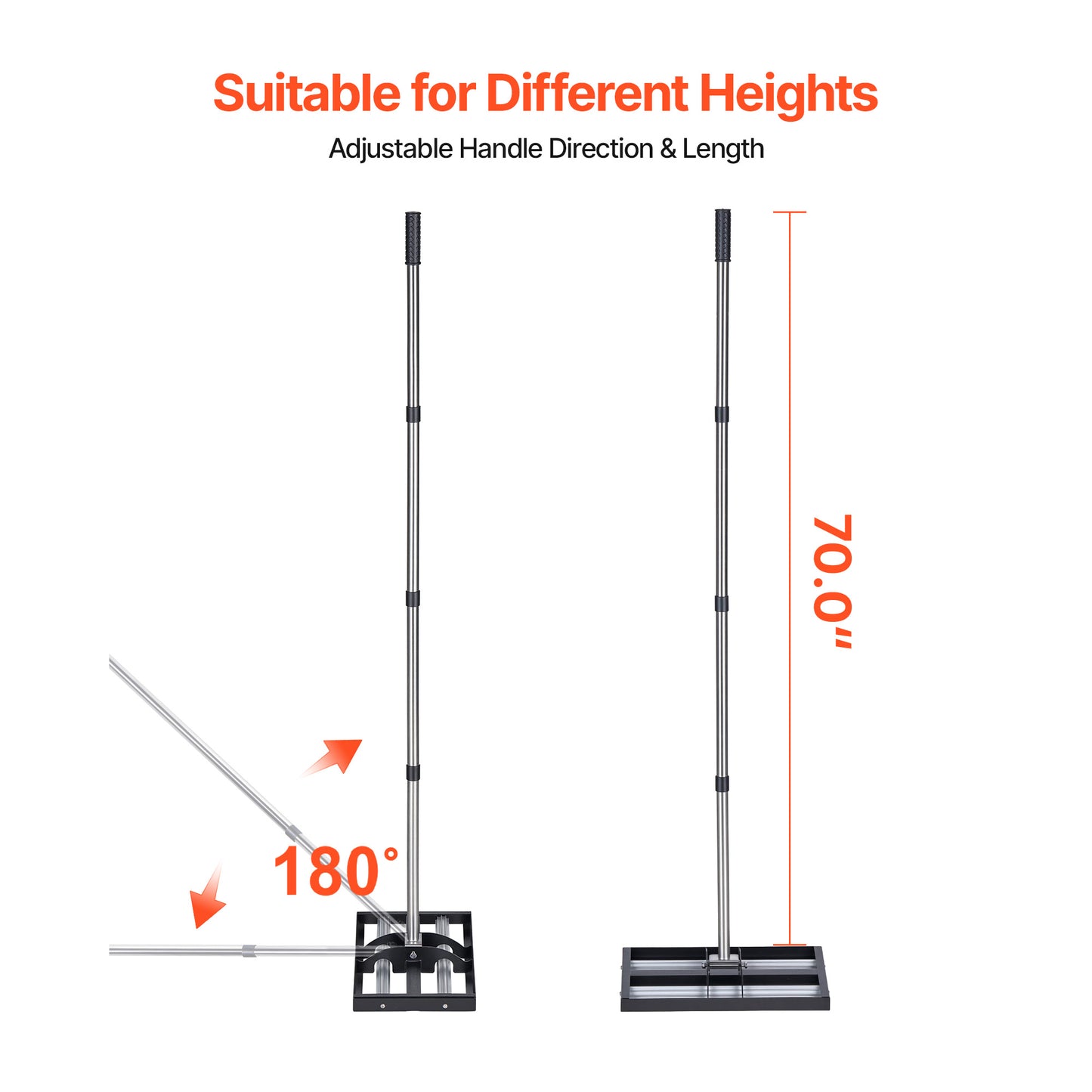 17-Inch Stainless Steel Lawn Leveling Rake with Adjustable Handle - Yard & Golf Course Tool