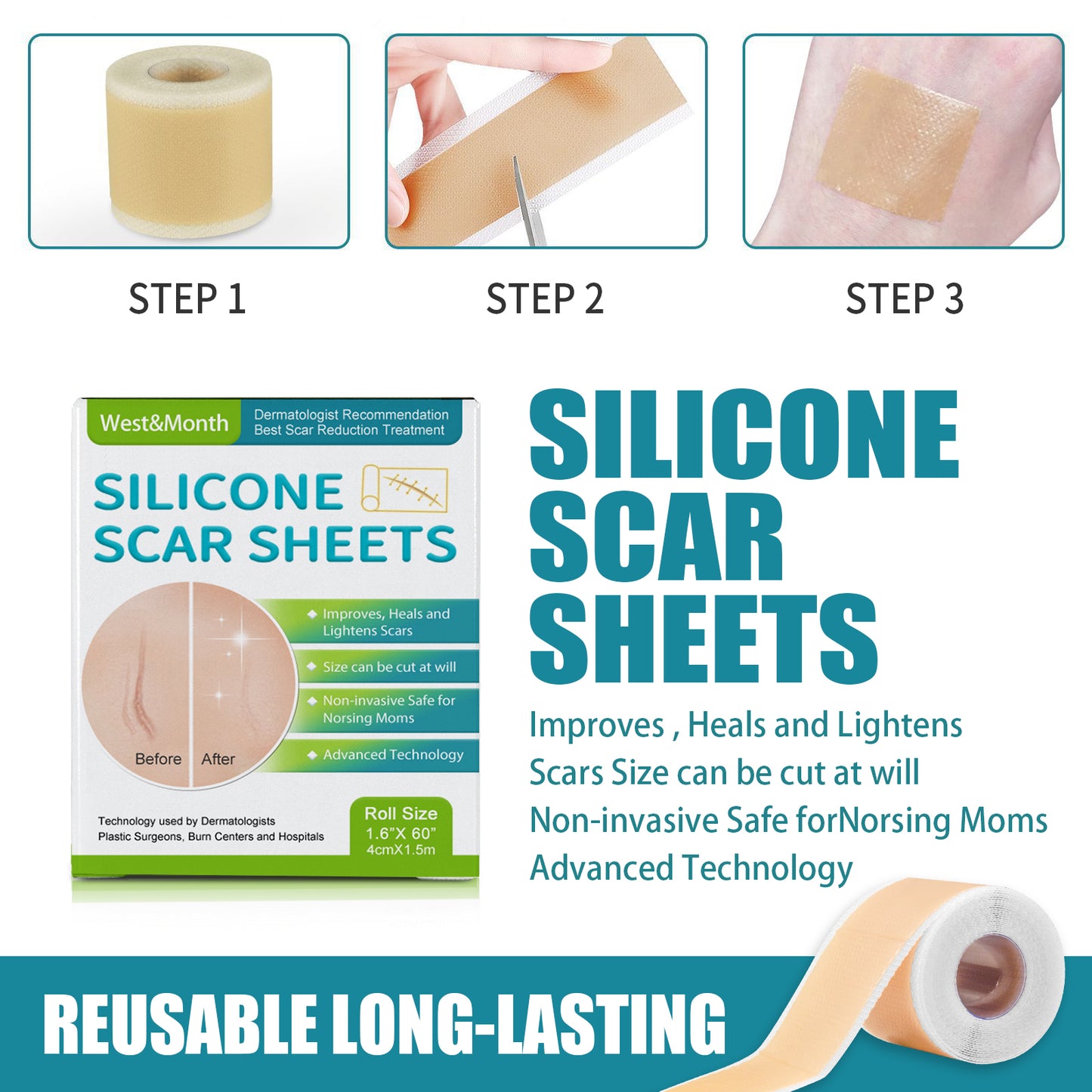 Self-Adhesive Silicone Scar Repair Sheet for Smooth Skin - Cut to Size