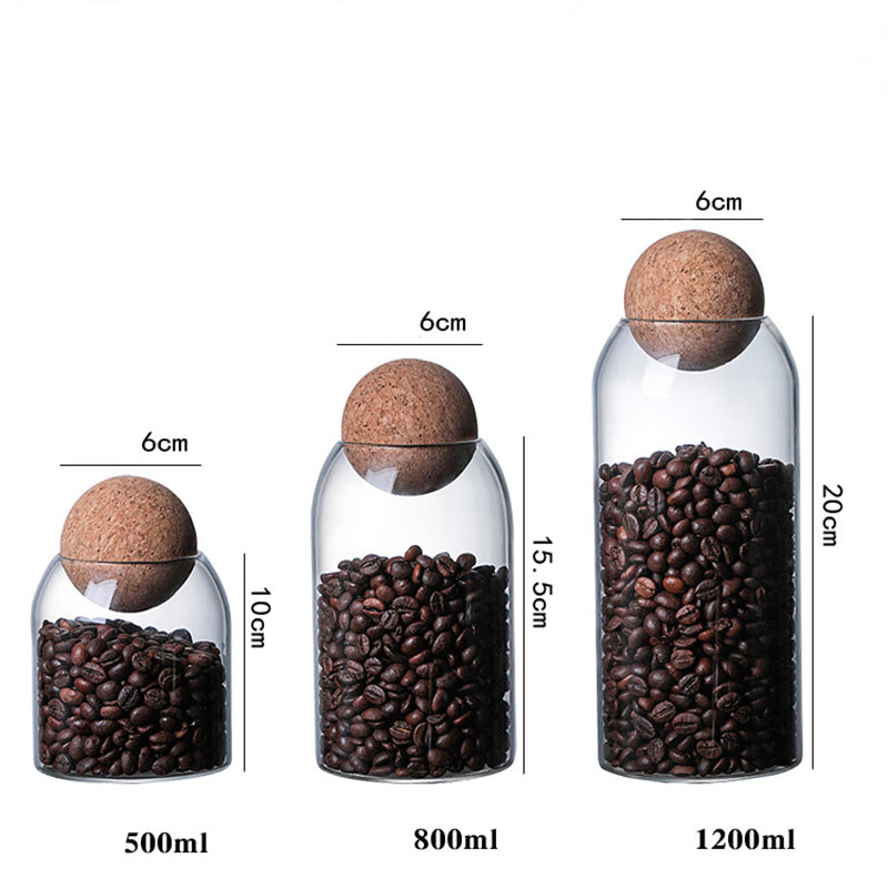 Glass Storage Jar with Cork Lid - Minimalist Dry Food Container